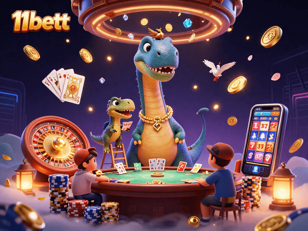 Experience thrilling gameplay at 11bett with a vibrant casino scene featuring exciting characters and elements.