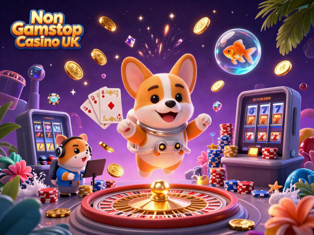 Experience the thrill of Non Gamstop Casino UK with a dynamic 3D casino scene featuring animated characters.