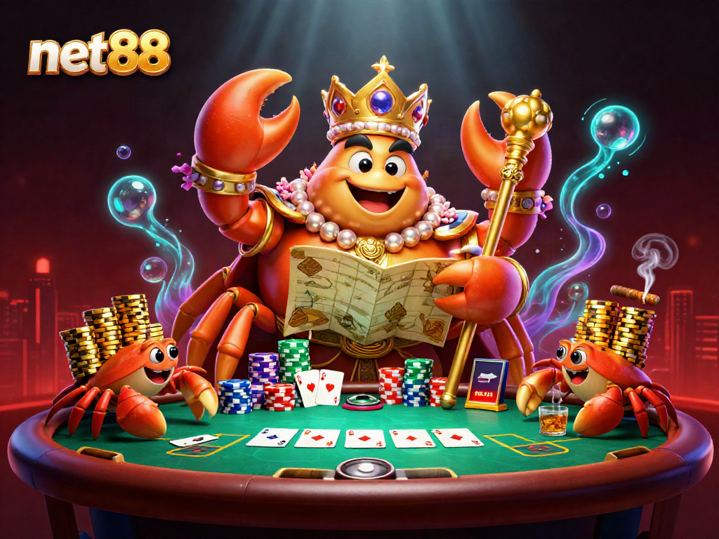 Experience high-stakes gaming action with net88's vibrant 3D casino scene.