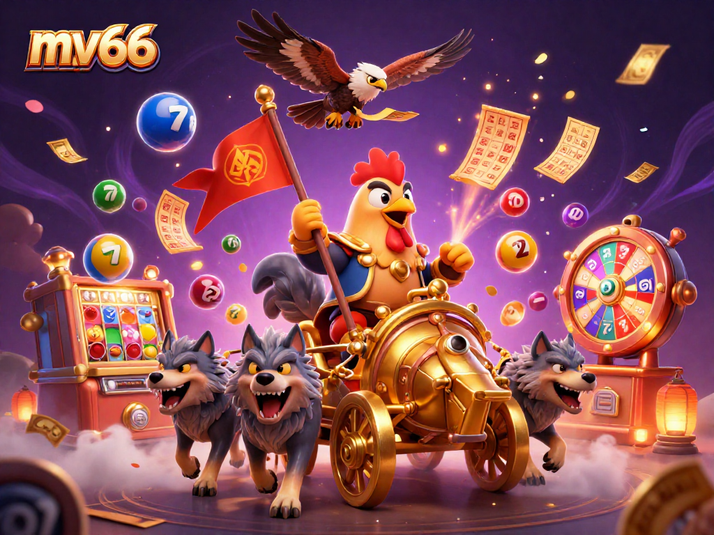 Experience thrilling mv66 casino action with a rooster warlord and dynamic elements.