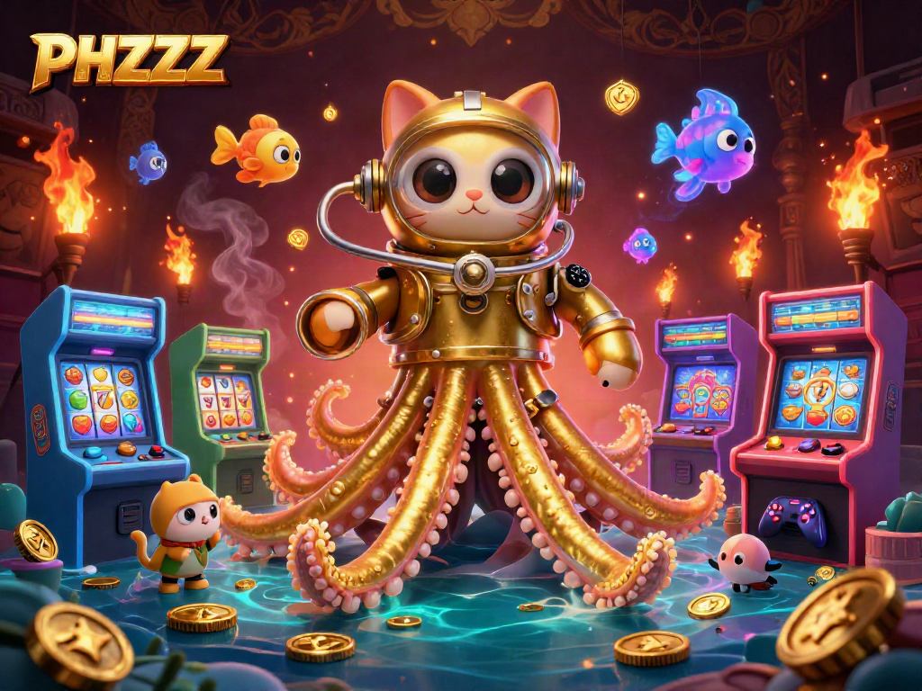 Engage with the thrilling world of PHZZZ through an exciting, colorful casino-themed 3D illustration.