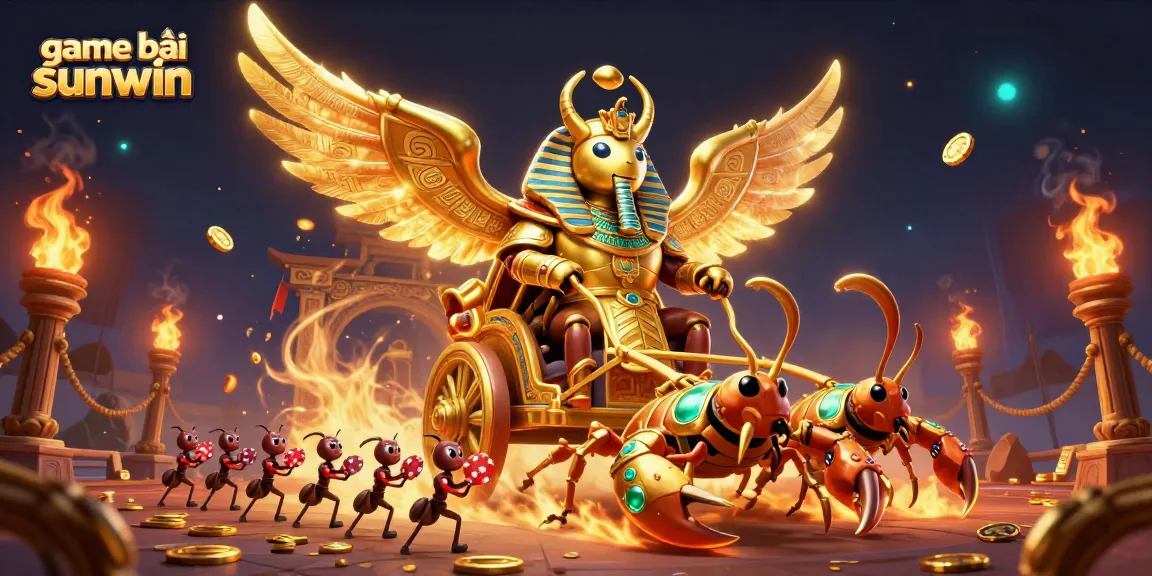 Catch the excitement with game bài sunwin featuring a golden scarab beetle and jewel-encrusted scorpions.