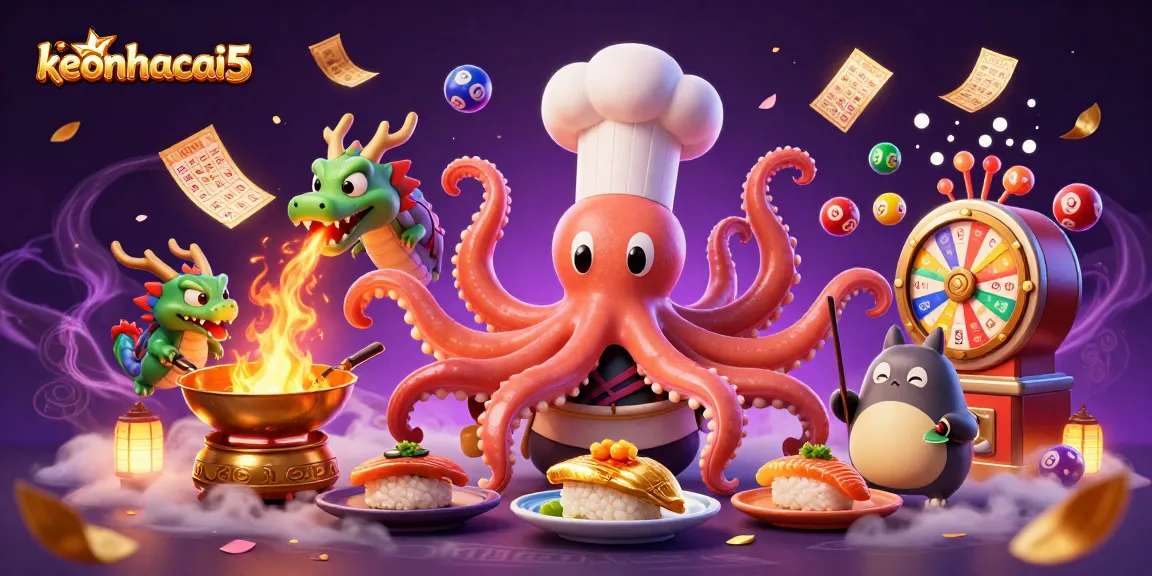 Experience keonhacai5 with a lively cartoon scene showcasing vibrant gambling elements and colorful characters.