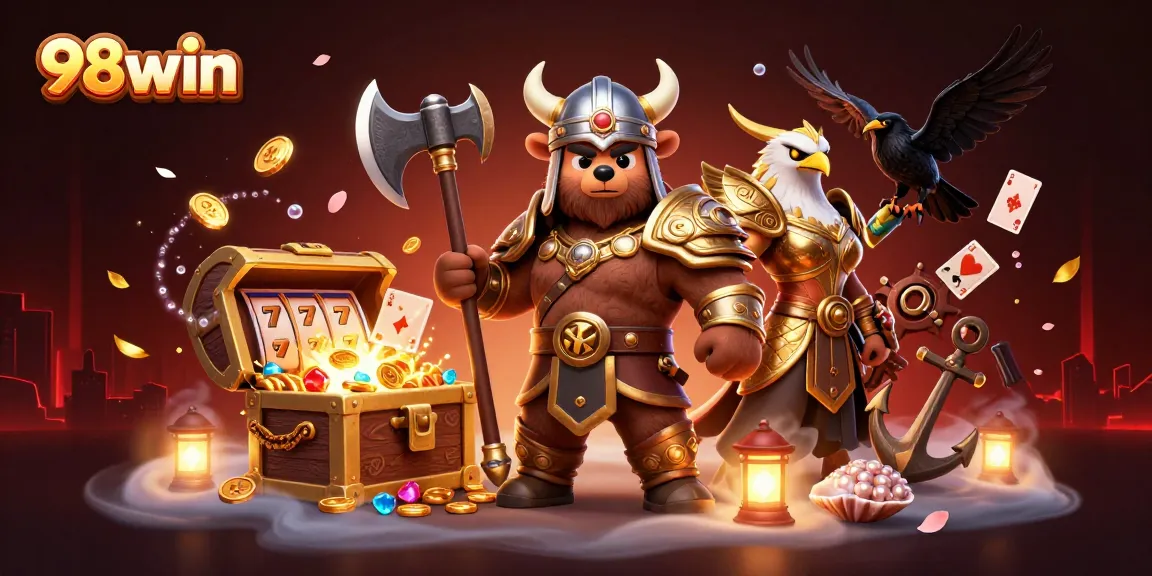 Experience thrilling gaming adventures with 98win's exciting slot elements and vibrant characters.