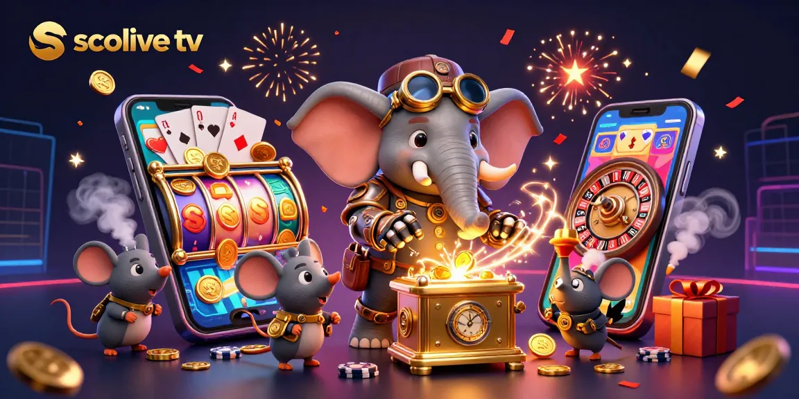 Spin winning reels with socolive tv's dynamic steampunk casino illustration full of excitement.
