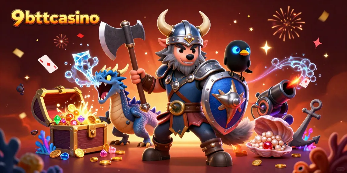 Experience the excitement of 9betcasino with this vibrant 3D casino illustration featuring dynamic characters.